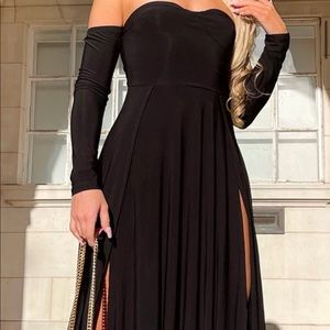 Fashion nova black off shoulder maxi dress.